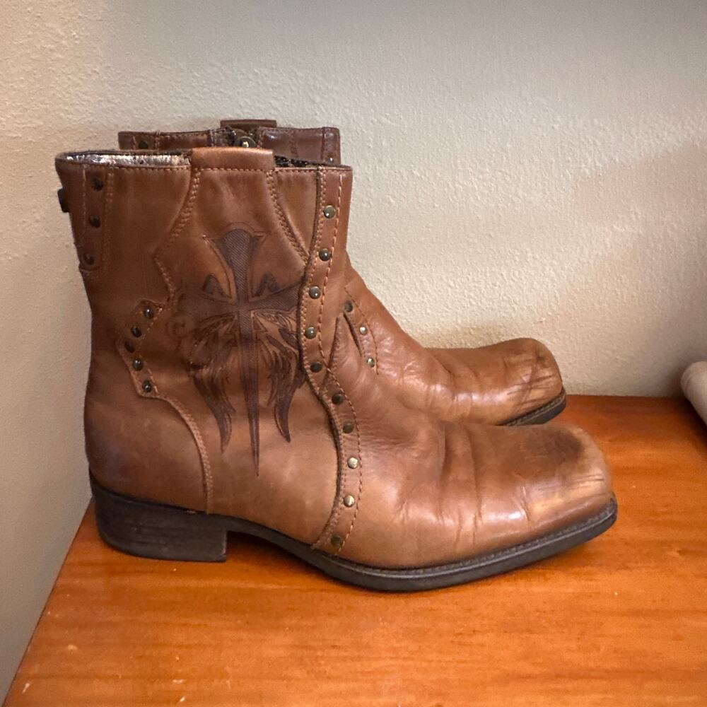 Mark Nason Leather Boots Distressed Brown Boots Size 9.5